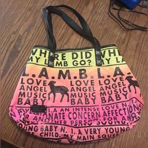 L.A.M.B. by Gwen Stefani Dayglo
Sunrise Tote Bag Neon Rasta Ombre